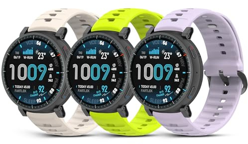 CHULN 3 Pezzis 22mm Cinturino per Amazfit Active Max/Balance/Balance 2/Bip 5/Bip 6/Cheetah/Cheetah Pro, Regolabile Sportiva Cinturino in Silicone di Ricambio per Smartwatch.