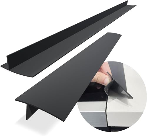 KindGa Lot de 2 couvercles de cuisinière, longs espaces, en silicone, pour éviter les déversements entre les appareils de cuisine, la machine à laver et la plaque de cuisson, 63,5 cm, noirs