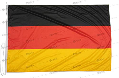 Bandiera Germania 100x70 cm in Tessuto Nautico Antivento da 115g/m², Bandiera Tedesca 100x70 Lavabile, Bandiera della Germania 70x100 con Cordino, Doppia Cucitura perimetrale e fettuccia di Rinforzo