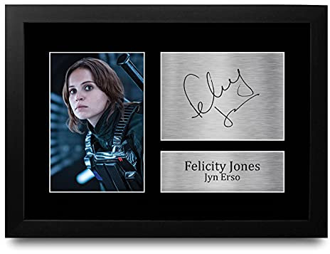 HWC Trading Felicity Jones A4 Gerahmte Signiert Gedruckt Autogramme Bild Druck-Fotoanzeige Geschenk Für Star Wars Jyn Erso Filmfans