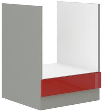 Herd Unterschrank 60 cm Glanz Rot Grau Küchenzeile Küchenblock Küche Rose Bianca