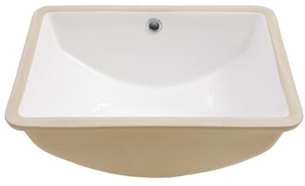 Kichae 45,7 x 35,6 cm modernes weißes rechteckiges Unterbauspüle – Porzellan-Keramik-WC, Waschtischwaschbecken mit Überlauf