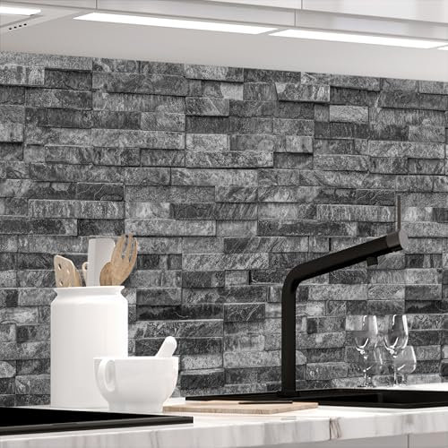 Stickerprofis Küchenrückwand Matt selbstklebend - STEINWAND LUXURY - 1,8mm, Hartkunststoff, alle Untergründe, Spritzschutz, PREMIUM 60 x 80cm