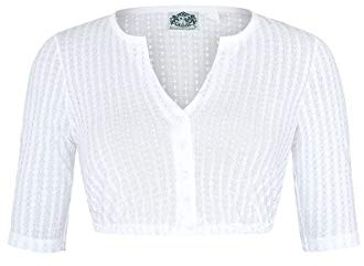 Hammerschmid Damen Dirndlbluse hochgeschlossen Spitze - hoher, WEIß, 32