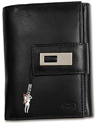 Old River Geldbörse Portemonnaie schwarz Damen Herren Leder 11x3x14cm D4OPD701F Portemonnaie