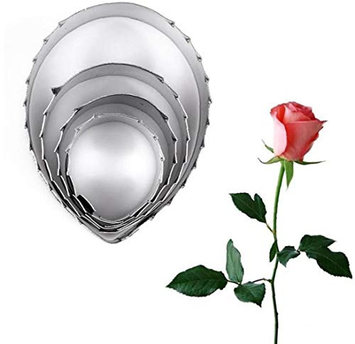 4PCS Edelstahl Rose Grün-Blätter Ausstecher 3D-Fondant-Kuchen-Biskuit-Kuchen-Backen-Form Dekoration-Werkzeuge