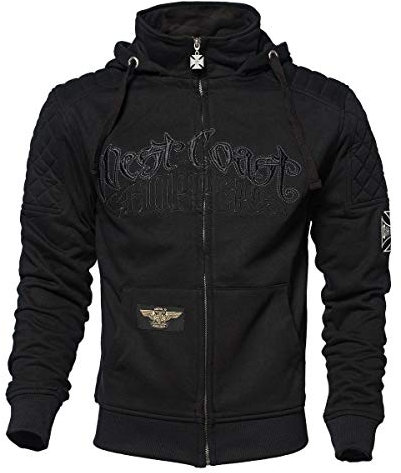 West Coast Choppers Men Zip Hoodie Choppers Por Vida, Color:black, Size:2XL