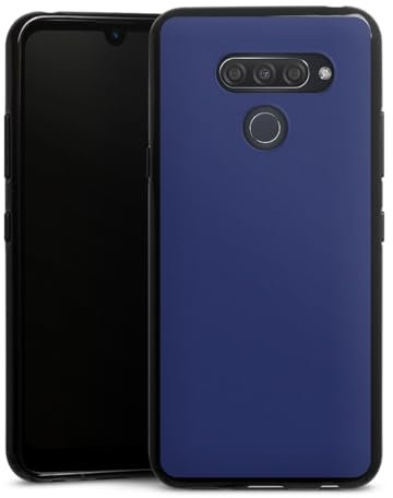 Silikon Hülle kompatibel mit LG Q60 Case schwarz Handyhülle Blau Farbe einfarbig