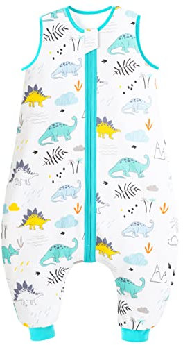 Chilsuessy Baby Schlafsack Sommer mit Füßen 0.5 Tog 100% Baumwolle Kinder Sommerschlafsack für Jungen und Mädchen, Dinosaurierpark, 90 cm (1er Pack)