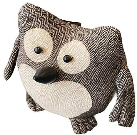 Assorted Doorstop Door Stop Stopper Filled Heavy Doorstop Faux Leather Novelty Wedge (Tweed Owl Doorstop)