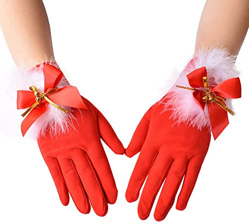 krautwear Damen Halterlose Strümpfe Für Weihnachten XMAS Nikolaus oder Handschuhe Mit Schleife Glöckchen Plüsch (DE/NL/SE/PL, Alphanumerisch, Einheitsgröße, Regular, Regular, 654613521470)