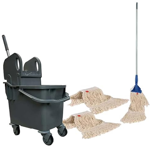 Bayersan Floor Cleaning Kit For Household & Commercial Use | 25l Bucket | Complete Mop | Mop Heads | Mopping Sets (Grey)