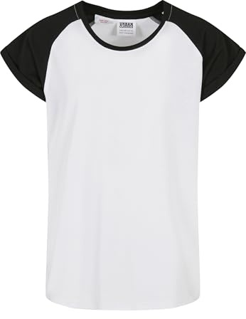 Urban Classics Damen Girls Contrast Raglan Tee White/Black, 158/164