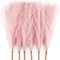 6 Pcs Artificial Pampas Grass Plant,43-45cm Faux Dried Pampas Grass Flower Fake Flower Fluffy Reed Bouquet Reed Grass Decor Dried Flower Arrangements for Wedding Holiday Party Boho Home Decor Pink