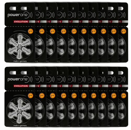 PowerOne Evolution Size 13 Hearing Aid Batteries - 1.45V Zinc Air with Improved Battery Life (120 Batteries)