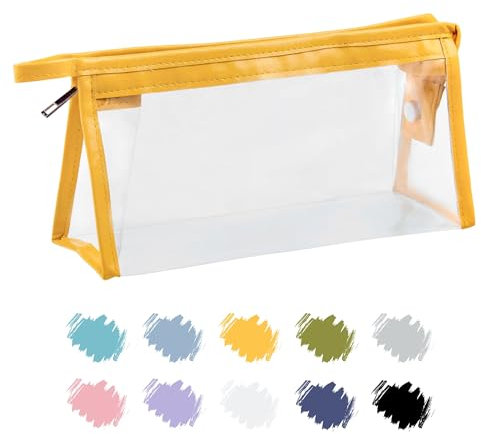 Soul Projekt Gelb Federmäppchen Durchsichtige, Aesthetic Mäppchen PVC Frauen, Kosmetiktasche, Pencil Case, Federmappe für Kinder, Damen, Pinseltasche Schule Uni, Toilettenartikel Kosmetiktaschen