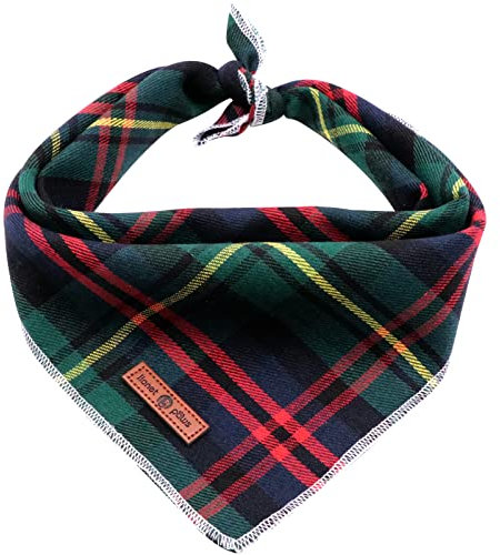 lionet paws Weihnachten Bandana für Hund Kopftücher Hundehalstuch Dreieckstuch für Kleine, Mittelgroße und Große Hunde grün kariert