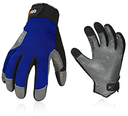 Vgo... 1 Paar Leder-Arbeitshandschuhe, Mechaniker Handschuhe,Rigger Handschuhe, Wasserdicht, leichte Arbeit (CA9774WR)