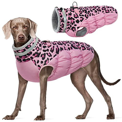 Kuoser Winter Hundejacke für mittelgroße Hunde – Wasserdichter & Winddichter Hundemantel mit Fleecefutter, Reißverschluss, D-Ring & Reflektoren – Warme Outdoor Hundebekleidung für Herbst & Winter, L