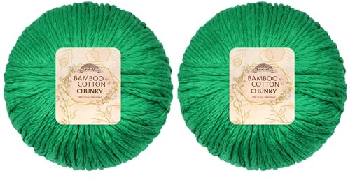 JubileeYarn Bamboo Cotton Chunky Yarn - 100g/Ball - Pine Needle - 2 Balls