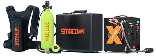 SMACO Mini Scuba Tank S700 Plus 2L Portable Mini Scuba Diving Tank Reusable Pony Bottle up to 30 Minutes Backup Diving Air Tank Kit Diving Cylinder for Underwater Exploration Rescue