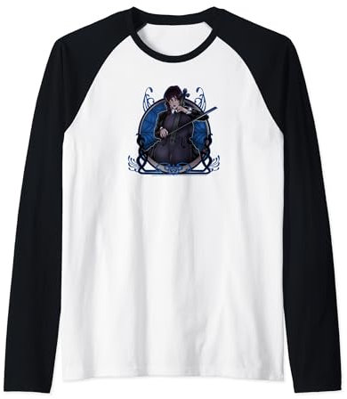 Wednesday Playing The Cello Distressed Cartoon Portrait Raglan