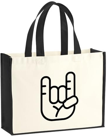 Huuraa Jute bag French fries fork Gift shopper shopping bag Black 21 liters jute and cotton French fries fork Attention