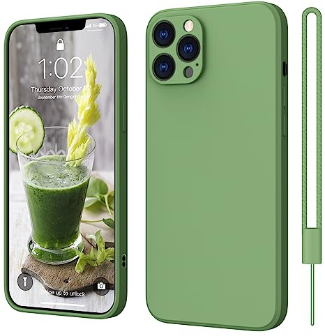 ElestBela für iPhone 12 Pro Max Hülle Silikon Case, Handyhülle für iPhone 12 Pro Max Ultra Dünn Slim mit Microfiber, Kratzfeste Rundumschutz Case Schutzhülle Hülle Matchagrün