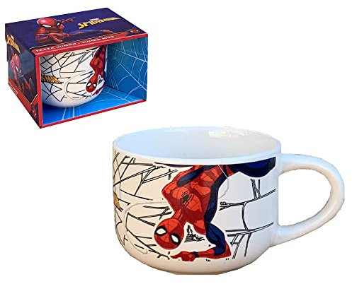 Taza de cerámica, diseño de Spiderman, Marvel, grande, 380 ml, en caja