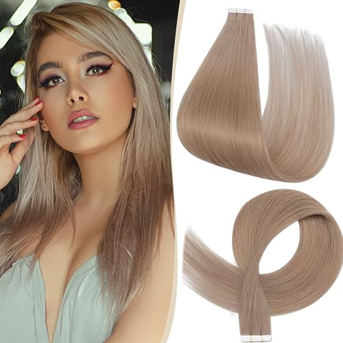 SEGO Tape Extensions Echthaar Haarverlängerung 10 Tressen Klebeband 25g Haarteile 7A Glatt 100% Remy Human Haar 45.72 cm (25 g) Champagner Blond #22