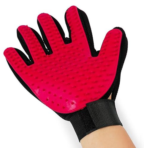 BANSHAN Pet Gloves, Beauty Tools [New 259 Needles] Furniture Pet Hair Removal Gloves - Cat and Dog Long and Short Hair Soft Massage Hair Removal Brush - Soft Beauty Gloves (1 Right Hand, Red)