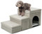 Hibtn Dog Steps For Bed,Non-Slip Dog Stairs With Bed& Sofa,Foldable 3 Steps Waterproof Stairs For Small Dogs And Cats,Pet Ramp Pet Ladder For Dogs Cats,Beige