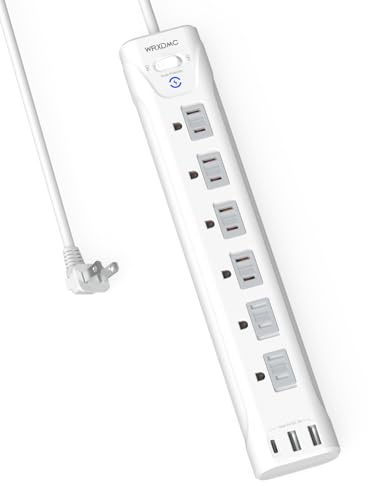2 Prong Flat Plug Power Strip, WRXDMC 2 Prong to 3 Prong Outlet Adapter, 1680J Surge Protector, 5ft Extension Cord with Polarized Plug, 6 AC Outlets & 3 USB, Wall Mountable, Ideal for Old House