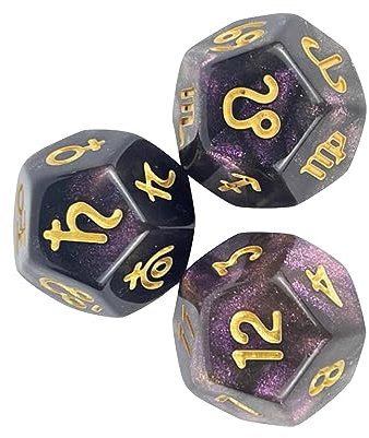 Sharplace 3 Stück Acryl-Astrologie-Zeichen-Würfel, Rollenspiel, Sternbild-Zeichen-Würfel, Karten-Würfel für Party-Konstellation-Wahrsagerei, Stil b