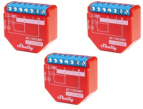 SHELLY WLAN-Schaltaktor Plus 1PM, 16 A, Bluetooth, 3 Stück