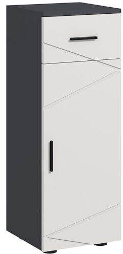kleankin Mobile Bagno con Cassetto e Armadietto a 2 Livelli Regolabili, Mobiletto Bagno in Legno, 30x30x82 cm, Grigio