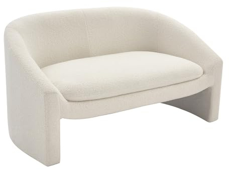 Vente-unique Sofa 2-Sitzer - Bouclé-Stoff - Weiß - OSSANA