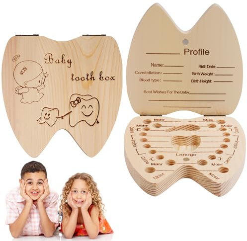 Aolso Caja de Dientes de Leche, Personalizar Bebé Caja de Recuerdos de Madera