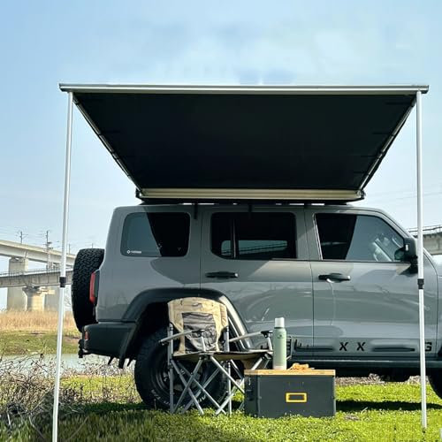 JCSRYD Toldo Furgoneta Camper Lateral Toldo para Coche, Toldo Extraíble para Vehículos, Toldo Lateral Retráctil de PU5000mm, Refugio Solar para SUV/camión/Furgoneta (Size : 160x250cm/5.2x8.2ft)