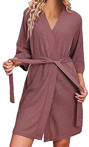 YAOJIWANG Peignoir De Bain Femme Robe De Chambre D'IntéRieur Long en Coton Super Doux VêTements De DéTente Et De Nuit à Col ChâLe avec Ceinture S - XXL