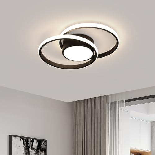 SENQIU Deckenlampe LED Dimmbar, 40W Moderne LED Deckenleuchte, Rund Lampen LED Deckenleuchte mit Fernbedienung für Schlafzimmer Wohnzimmer Büro, 3000K-6500K, Schwarz