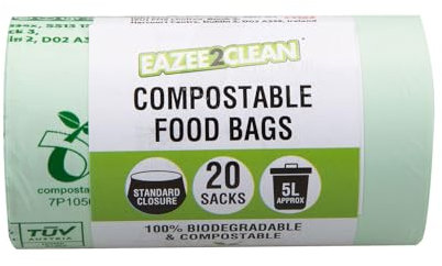 VFM - Refuse 20 Pk 5L Food Bags/Sacks Strong Secure, Refuse Sacks Bin Bags, Bin Liners Perfect for Everyday Use, Household, Office, Kitchen & Caterers - 5L Multi-Coloured