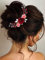 Vakkery Blume Hochzeit Haarschmuck Rot Kristall Blume Haar Rebe Kopfschmuck Perle Braut Haarschmuck für Frauen und Mädchen