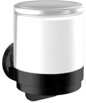 emco Round Sensor Seifenspender zum Kleben in Chrom | Automatischer Flüssigseifenspender mit Akku für Bad & Gäste WC zur Wandmontage, schwarz