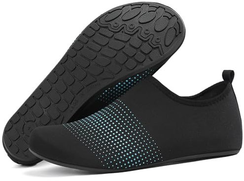 BARFULKER Badeschuhe Herren Damen Wasserschuhe Schnell Trocknend Schwimmschuhe Barfußschuhe rutschfeste Leicht Aquaschuhe Strandschuhe fur Männer Frauen,Schwarz/Blau 45 EU