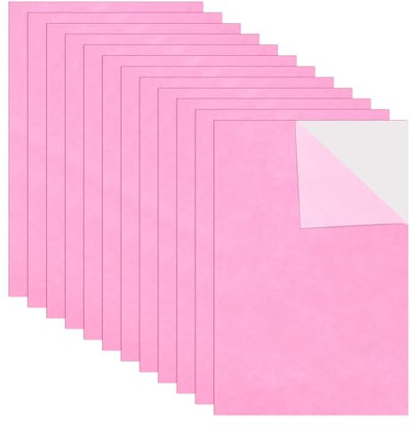 sourcing map 12 fogli di feltro autoadesivi, 30 x 20 cm, con retro adesivo antiscivolo, per arti e mestieri fai da te, protezione di mobili, tovaglie e tappetini, rosa