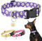 BiPawTi Süßes Hundehalsband Mittelgroße Hunde - Weiches, Verstellbares Halsband mit Margeritenanhänger & Hübsches Blumen Margeritenmuster - Lila Hundehalsband für Mittlere Hunde, M