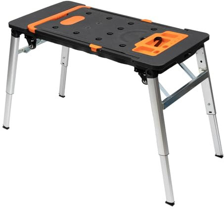 7 In 1 Klappbare Werkbank, Höhenverstellbare Werkzeugbank, 250kg Tragkraft, Große Arbeitsfläche, Vielseitig Tritt-Hocker/Rollbrett/Transportroller/Rollwagen, Einem Haushalt & DIY-Arbeitsplatz