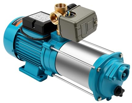 HOARLICN 1300w Gartenpumpe, 9.8bar 4000 L/H Kreiselpumpe Garten Hauswasserwerk Mit Druckschalter Edelstahl Kreiselpumpe Für Teichen, Gärten, Zur Brunnenmodellierung