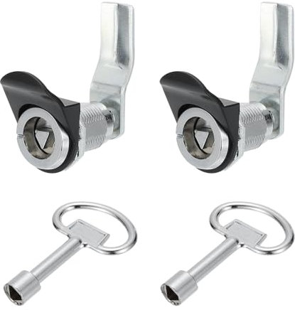 PATIKIL Triangle Serrure à came, 4 Pcs Chrome Plaqué Tubular Cabinet Tiroir Serrure 1-1/4 Cylindre Longueur Adapté jusqu'à 1-1/16 Épais Panneau avec Large Clés pour Électrique Cabinet